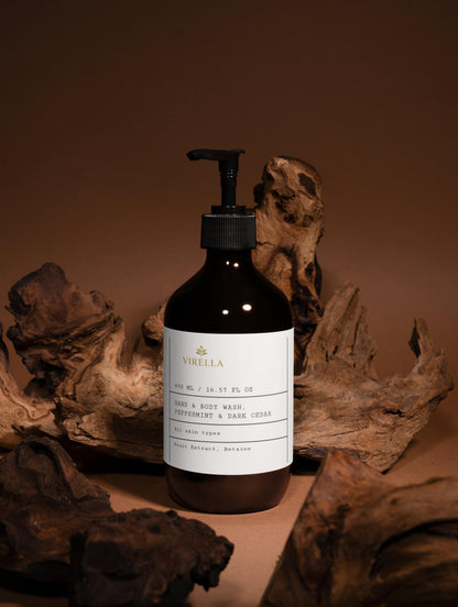 Hand & Body Wash, Peppermint & Dark Cedar